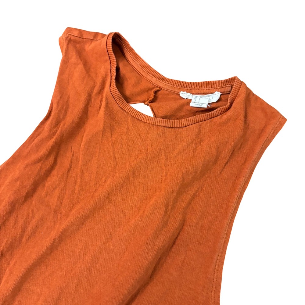 FOREVER 21 Womens Small Rust Orange Cotton Tank Dress Open Back Cutout Casual